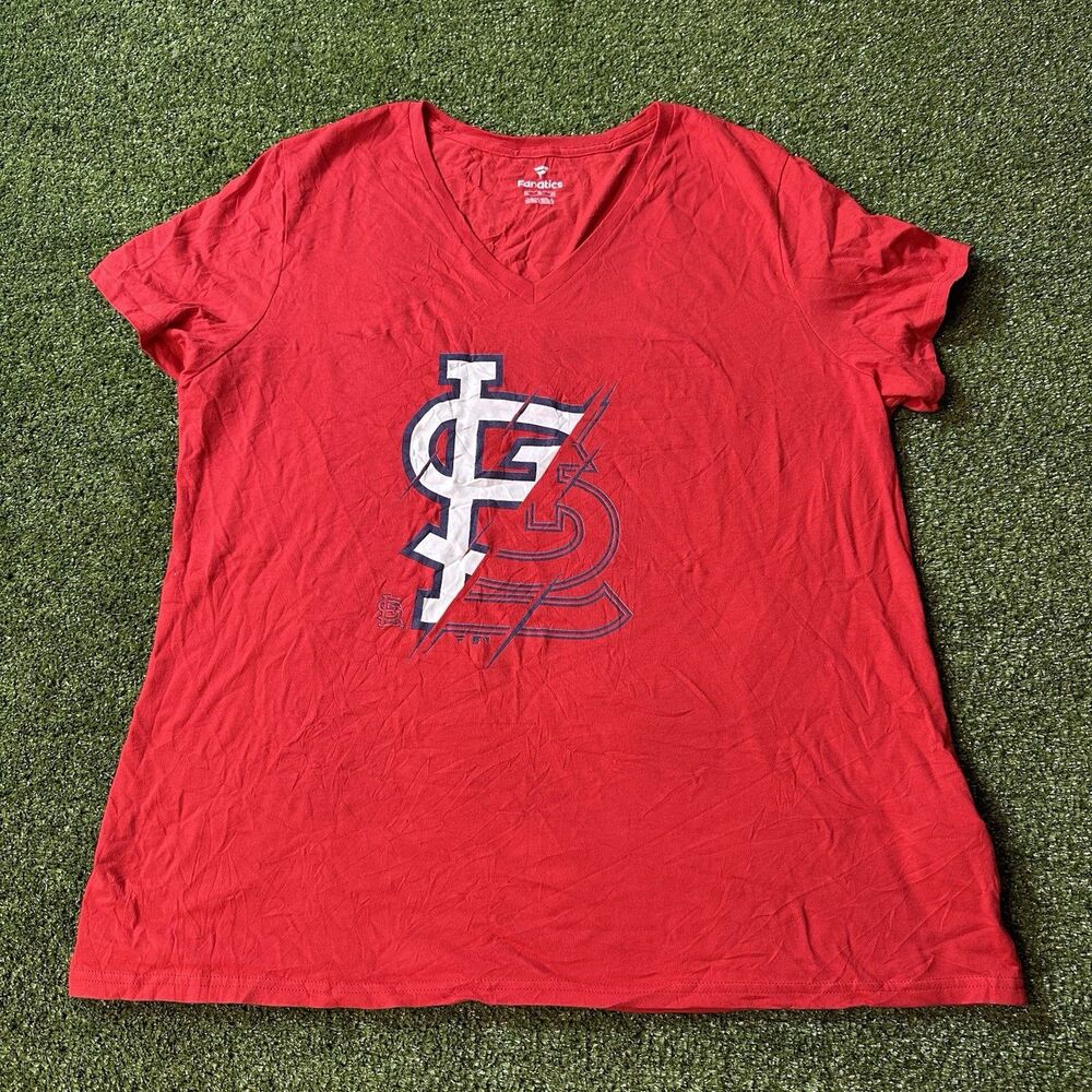 St Louis Cardinals Women's Fanatics MLB Shirt Sleeve V Neck XL NWOT